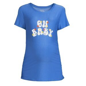 Time and Tru Women's Maternity Graphic Tee with Short Sleeves, Size M